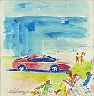 Leroy Neiman Ferrari on the Beach painting